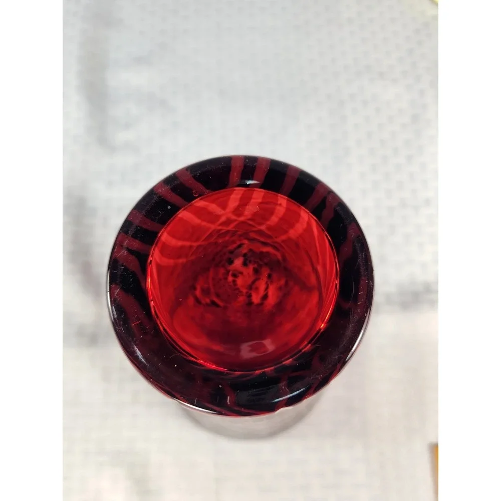 Ruby Red Bohemian Czech Cut to Clear Crystal Glass Vase Vibrant & Stunning!